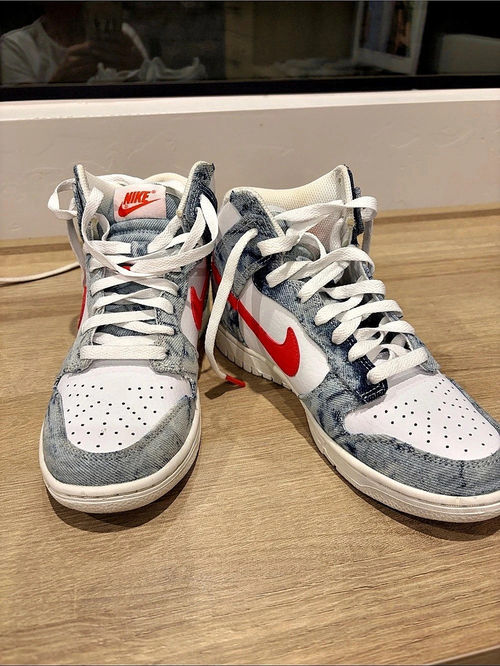 Nike Dunk High Washed Denim (Women's) Sneakers White & Blue